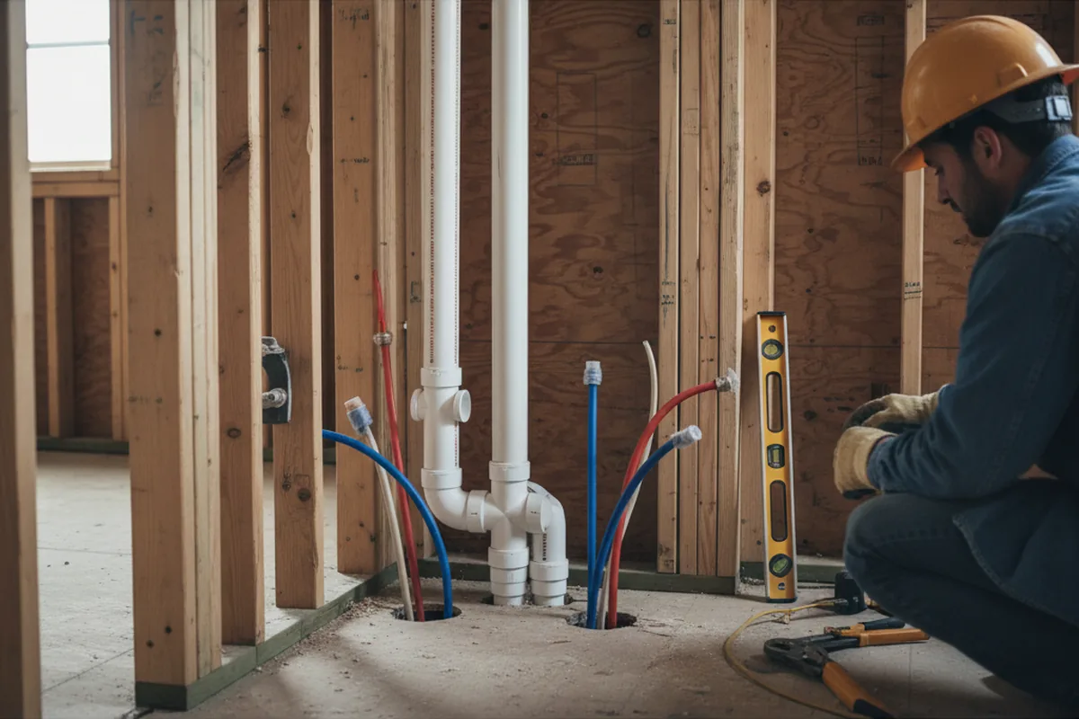 Drain and supply rough-in during Sump Pump Repair in Thomasville